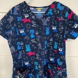 Woman’s Scrub top. Doggie lover style